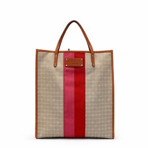Kate Spade Beige and Red canvas and leather Tote Bag